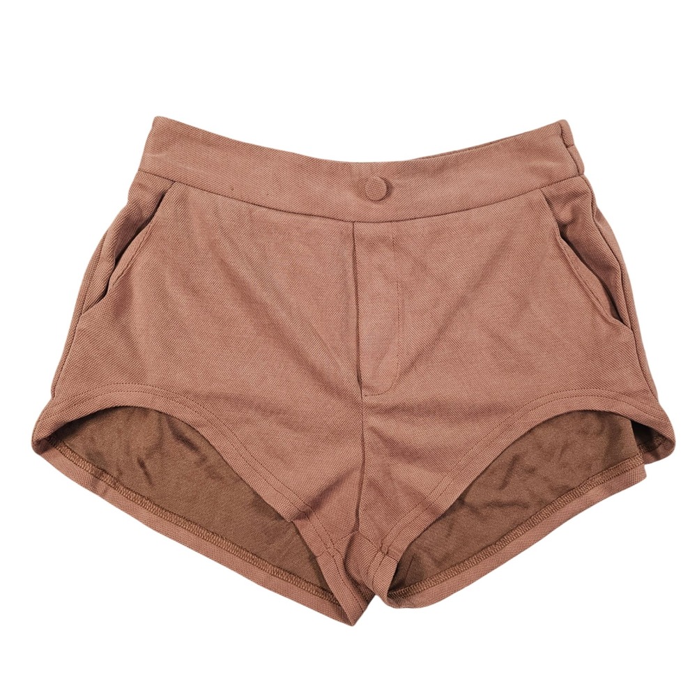OGL move Terracotta Brown High Waisted Dolphin Hem Active Shorts‎ Large NWT